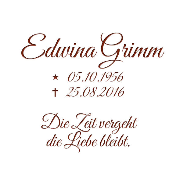 Great Vibes : Urnengrab Stele aus Quarzit mit Schmetterling & Blumen in Rosa Aglais (Schriftbeispiel 2 von 7)