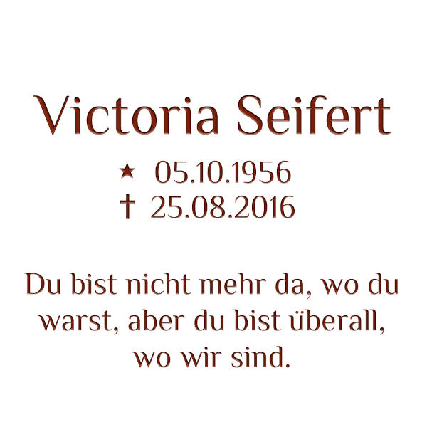 Philosopher : Urnengrab Stele aus Quarzit mit Schmetterling & Blumen in Rosa Aglais (Schriftbeispiel 5 von 7)
