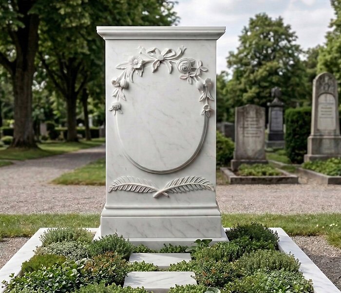 Grabstein nach historischer Vorlage aus Carrara Marmor