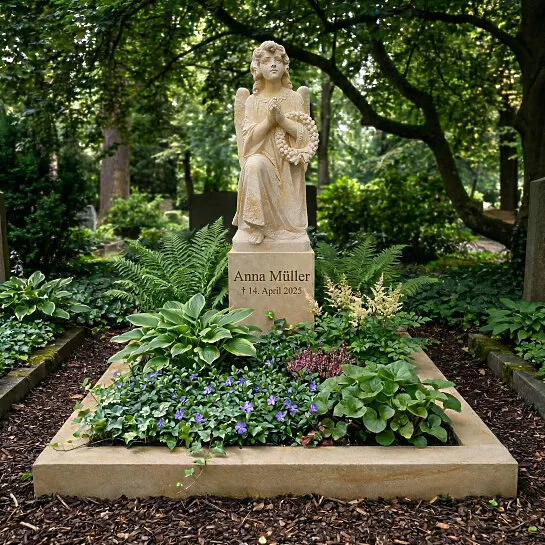 Antiker Engelgrabstein aus Sandstein für eine Einzelgrabstätte - Kalina (Detailansicht) 