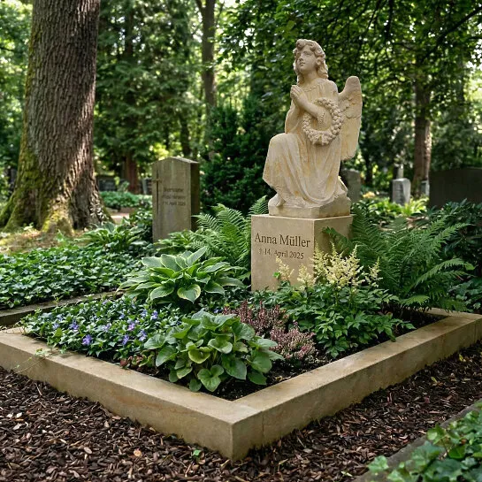 Antiker Engelgrabstein aus Sandstein für eine Einzelgrabstätte - Kalina (Detailansicht) 