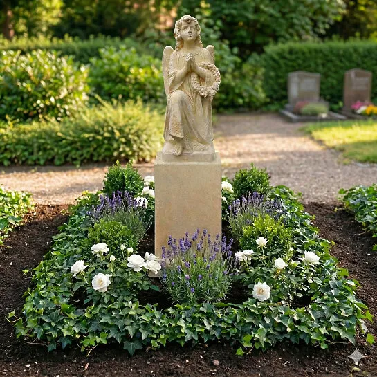 Antiker Engelgrabstein aus Sandstein für eine Einzelgrabstätte - Kalina (Detailansicht) 