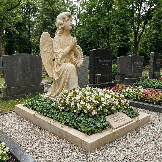 Antiker Engelgrabstein für ein Urnengrab aus Sandstein - Kalina (Detailansicht) 