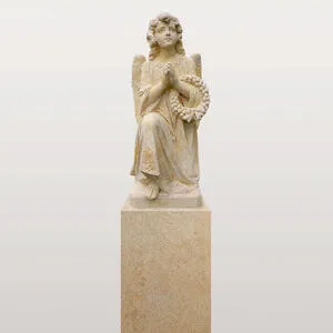 Kalina Grande Antiker Grabengel mit Sockel aus Sandstein für ein Einzelgrab