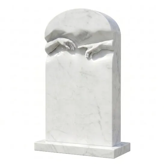 Außergewöhnlicher Doppelgrabstein mit Händen - Michelangelo (Detailansicht) 