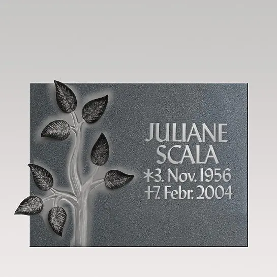 Annot – Besondere Gedenkplatte Urnengrab in Granit mit Lebensbaum & Schrift