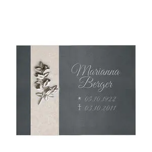 Rosaria Besondere Liegeplatte Grabplatte mit Ornament in Granit & Kalkstein