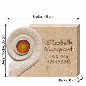 Grabstein mit Abmessungen