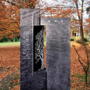 Begato Besonderes Grabmal Granit dunkel mit Baum kaufen - Einzelgrab