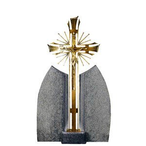 Ephraim Lucca Bronze Grabkreuz mit Doppelgrabstein Granit Impala