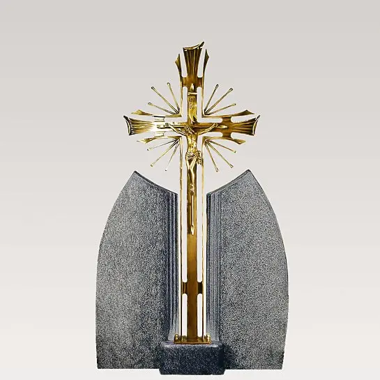 Ephraim Lucca – Bronze Grabkreuz mit Urnengrabstein Granit