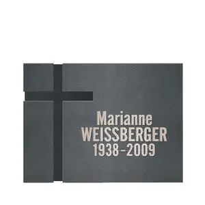 Verso Cruzis Christlicher Urnengrabstein liegend in Granit mit Kreuz Symbol