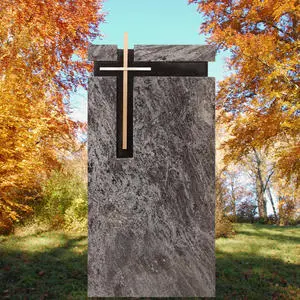 Parrot Design Familiengrabmal mit Bronze Kreuz - Granit Orion
