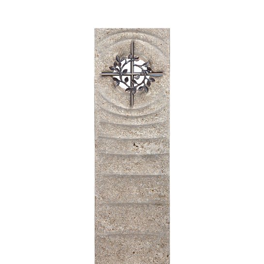 Levanto Spiritus – Doppelgrab Grabmal Muschelkalk mit Kreuz Symbol Bronze