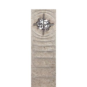 Levanto Spiritus Doppelgrab Grabmal Muschelkalk mit Kreuz Symbol Bronze