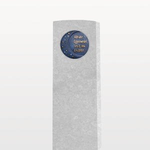 Sidera Calestis Doppelgrab Grabstein in Kalkstein Weiß- Bronze Ornament: Mond & Sterne