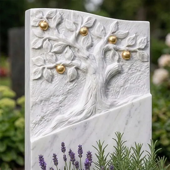 Doppelgrab Grabstein mit Baummotiv - Miranda (Detailansicht) 