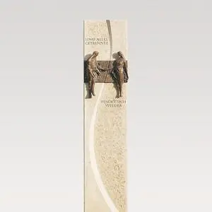 Ameta Doppelgrab Stele in Kalkstein & Bronze Ornament - Mann Und Frau