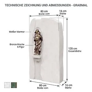 Grabstein mit Abmessungen
