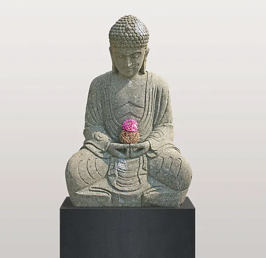 Doppelgrabstein buddhistisch aus Granit & Basanit - Teratei (Detailansicht) 