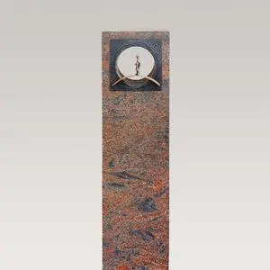 Anzio Ruby Doppelgrabstein Granit mit Bronzeornament Brücke