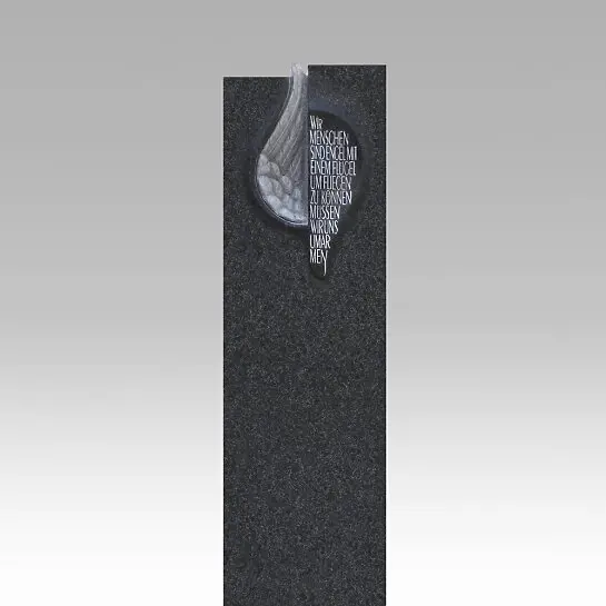 Fleurie – Doppelgrabstein Granit Schwarz Modern mit Flügel
