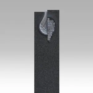 Fleurie Doppelgrabstein Granit Schwarz Modern mit Flügel