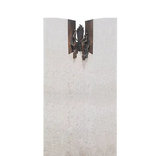 Rosello Paradiso – Doppelgrabstein Kalkstein mit Bronze Ornament Treppe & Figuren