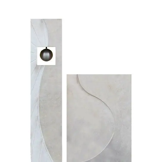 Corona – Doppelgrabstein Kalkstein Modern mit Edelstahl Deko