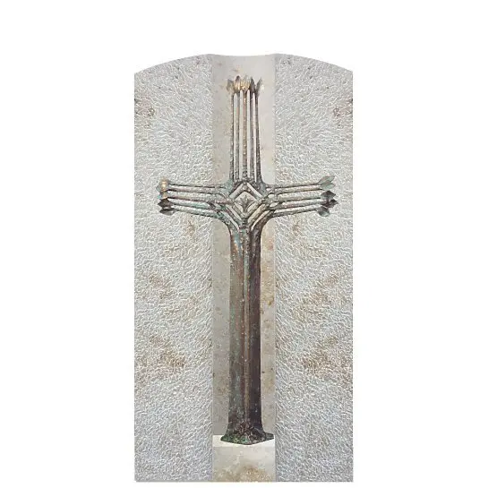Crociato Facile – Doppelgrabstein mit Bronze Grabkreuz Modern