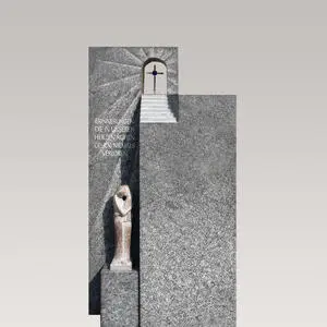 Portante Doppelgrabstein Modern Granit mit Figuren