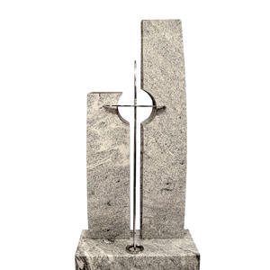 Clermont Dreiteiliger Familiengrab Grabstein aus Granit mit Edelstahl Kreuz