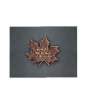 Acero Dunkle Granit Grabplatte mit Bronze Ahorn-Blatt und Beschriftung