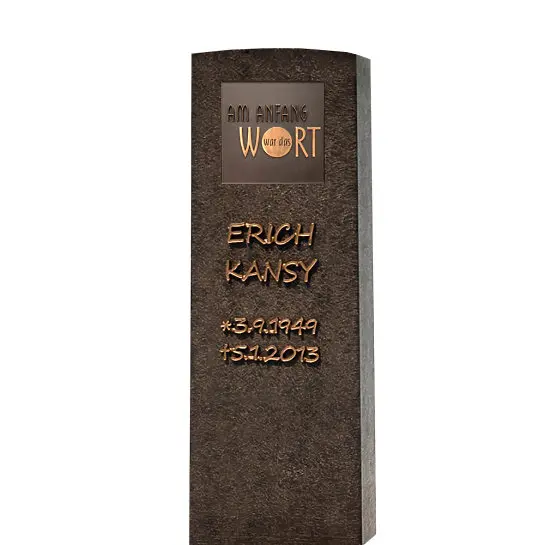 Memoria Nigra – Dunkler Granit Urnengrab Grabstein mit Bronze Tafel