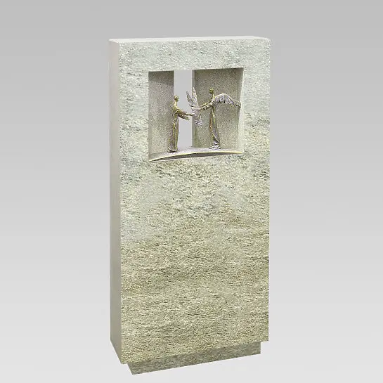 Spiritus Signum – Einzelgrab Grabstein mit Bronze Engel Figuren