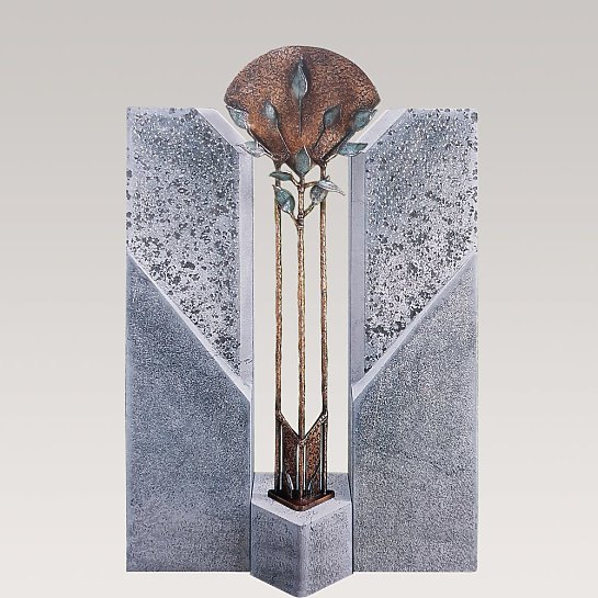 Alassio Flora – Einzelgrab Grabstein mit Floralem Bronze Element
