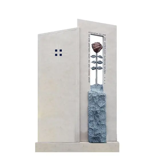 Bienno – Einzelgrab Stele Gestaltung mit Rosen Symbol
