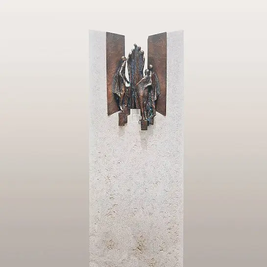 Rosello Bianco – Einzelgrabmal Kalkstein mit Bronze Ornament Treppe & Figuren