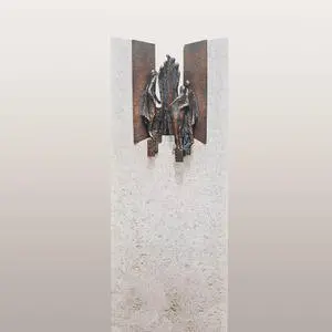 Rosello Bianco Einzelgrabmal Kalkstein mit Bronze Ornament Treppe & Figuren