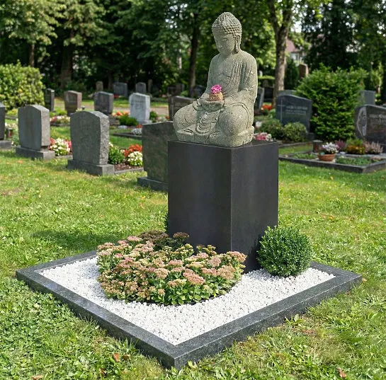 Einzelgrabstein buddhistisch aus Granit & Basanit - Teratei (Detailansicht) 