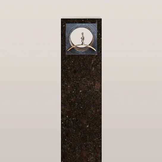 Anzio Nero – Einzelgrabstein Granit Coffee Brown mit Bronze
