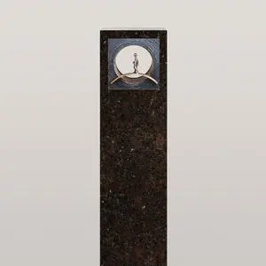 Anzio Nero Einzelgrabstein Granit Coffee Brown mit Bronze