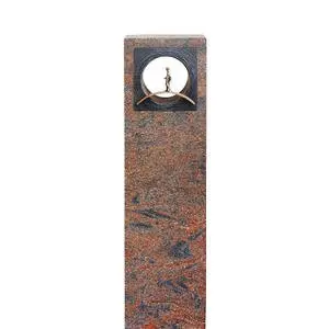 Anzio Ruby Einzelgrabstein Granit mit Bronzeornament Brücke