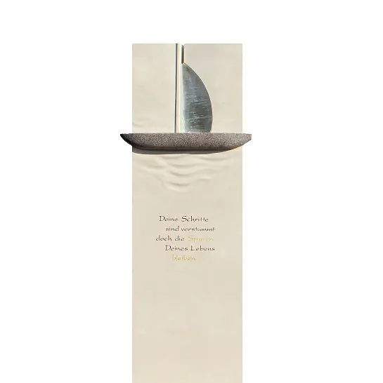 Briona – Einzelgrabstein Granit & Edelstahl Boot