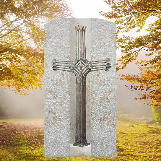Crociato Facile – Einzelgrabstein mit Bronze Grabkreuz Modern
