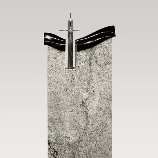Saint Paul – Einzigartiger Steinmetz Grabstein aus Granit mit Edelstahl Kreuz