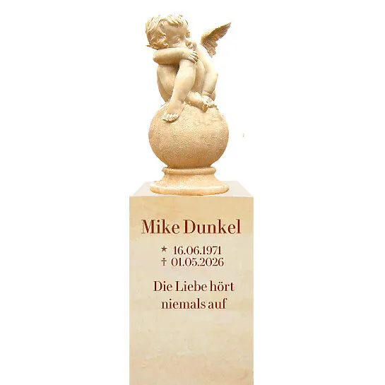 Le Jeune Deck : Engel Urnengrabstein Serius (Schriftbeispiel 2 von 5)