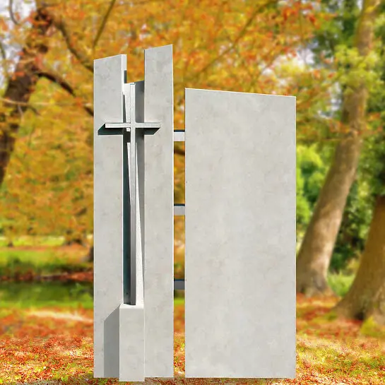 Artema – Familiengrabstein Modern mit Edelstahl Kreuz