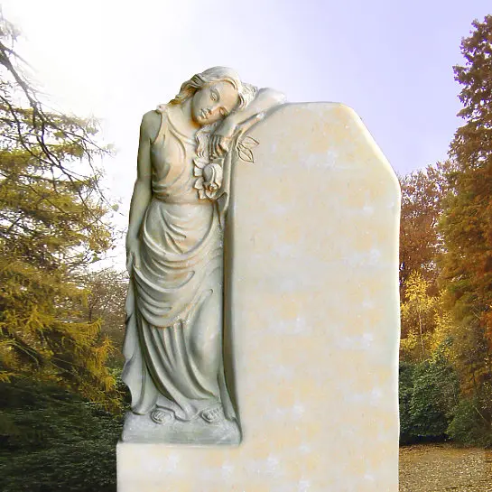 Ginevra – Doppelgrabmal mit Frauenskulptur aus spanischem Sandstein