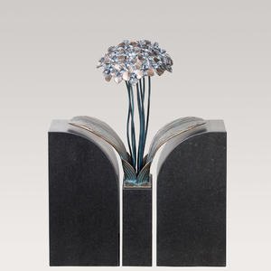 Tivoli Duo Floraler Bronze / Granit Grabstein für Ein Doppelgrab mit Blume